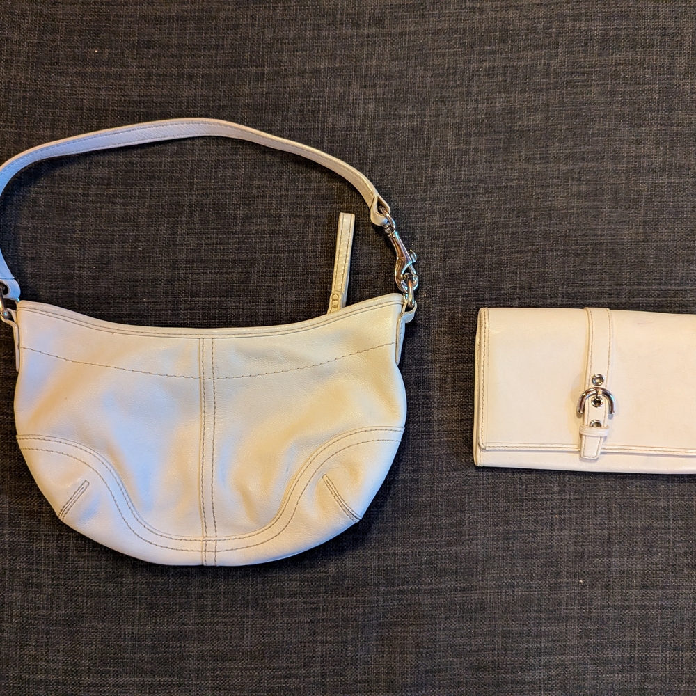 Matching Cream Handbag and Wallet Set
